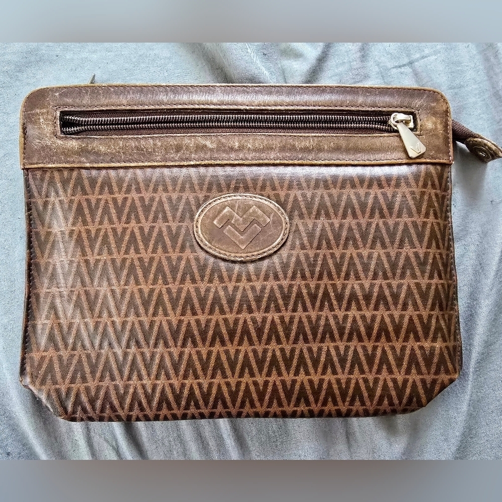 Mario Valentino Brown Patterned Clutch Bag